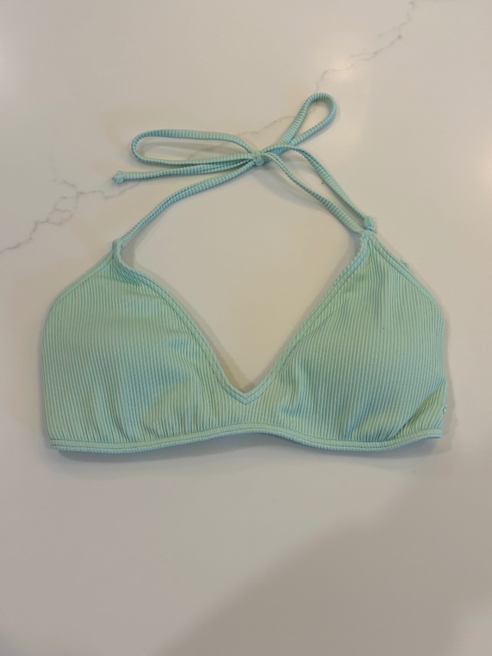 ROXY Mint Ribbed Triangle Bikini Top Size L